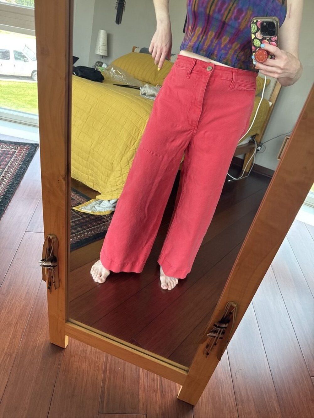 Madewell Emmett Wide Leg Crop Pants Coral Sz 28 - Picture 5 of 7